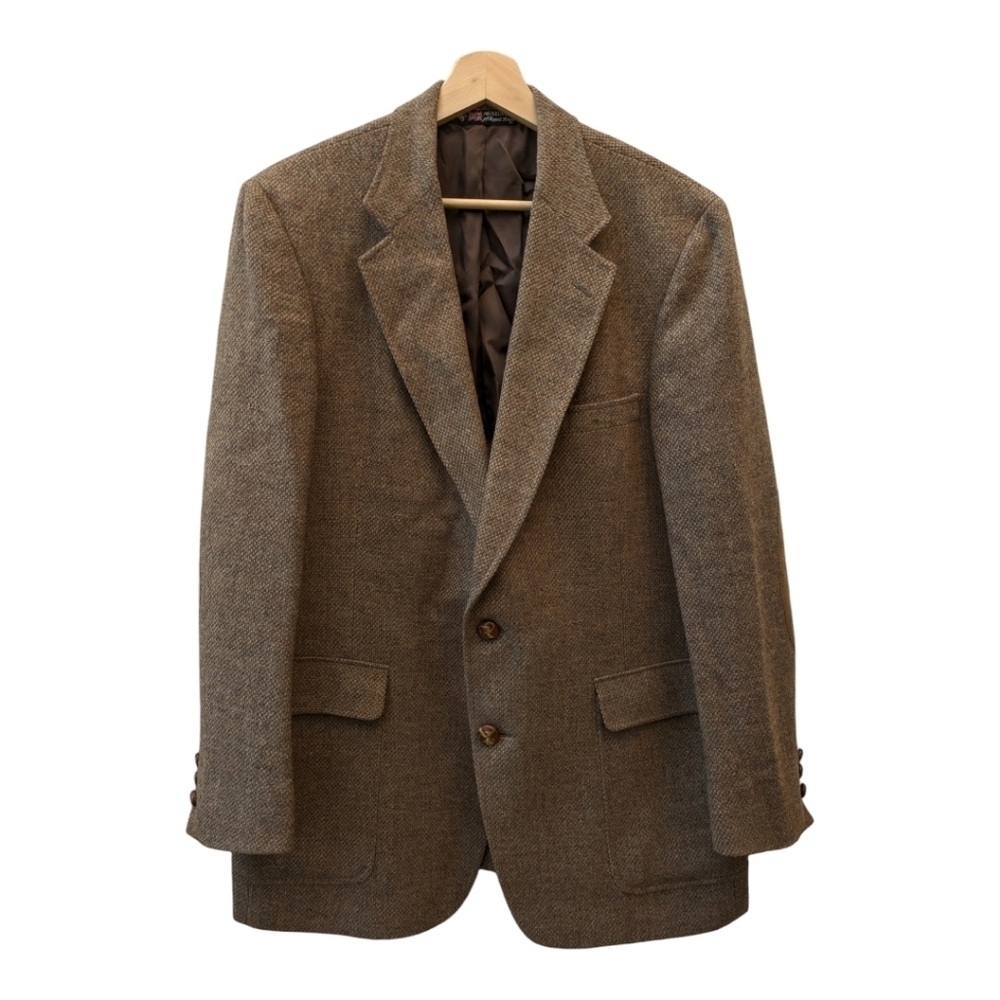 Austin Reed of Regent Street blazer brown virgin wool elbow pads tweed